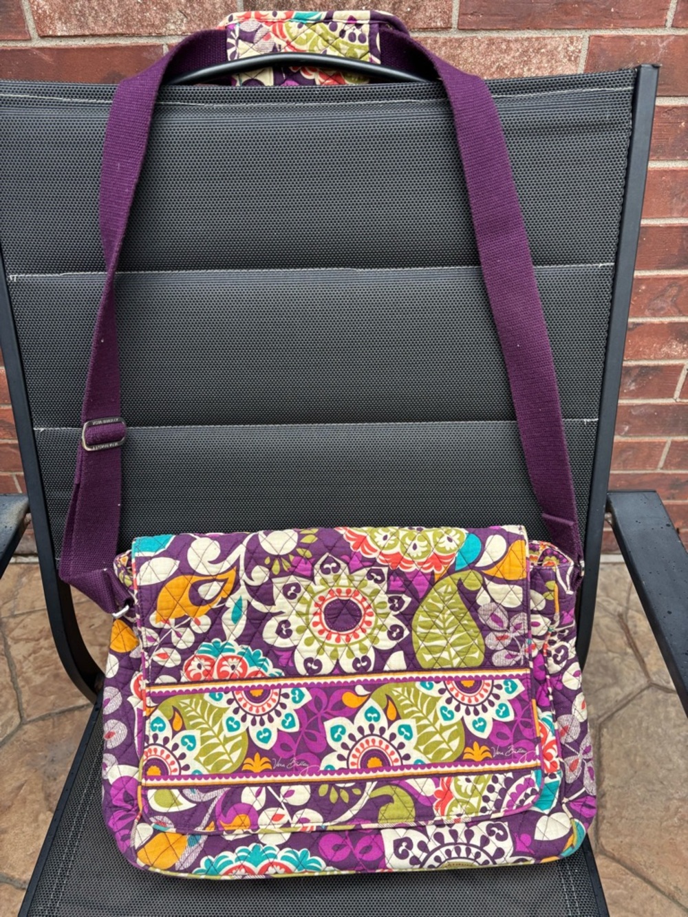 Vera Bradley Quilted Purple Floral Crossbody Bag, Women's Shoulder/computer bag